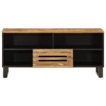 Vidaxl meuble tv 100x34x46 cm bois massif de manguier brut