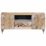 Vidaxl meuble tv 105x33, 5x46 cm bois massif de manguier