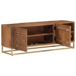 Vidaxl meuble tv 110x30x40 cm bois massif de manguier et fer
