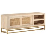 Vidaxl meuble tv 110x30x40 cm bois massif de manguier et fer