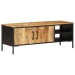 Vidaxl meuble tv 110x35x40 cm bois massif de manguier brut