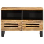 Vidaxl meuble tv 70x34x46 cm bois massif de manguier brut