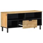Vidaxl meuble tv marron 100x33x46 cm bois massif de manguier