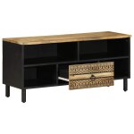 Vidaxl meuble tv noir 100x33, 5x46 cm bois massif manguier brut