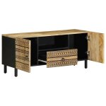Vidaxl meuble tv noir 105x33, 5x46 cm bois massif manguier brut