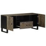 Vidaxl meuble tv noir 105x33x46 cm bois massif de manguier