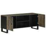 Vidaxl meuble tv noir 105x33x46 cm bois massif de manguier