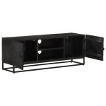 Vidaxl meuble tv noir 110x30x40 cm bois massif de manguier et fer