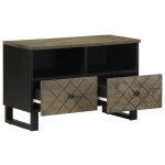 Vidaxl meuble tv noir 70x33x46 cm bois massif de manguier