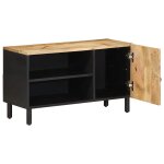 Vidaxl meuble tv noir 80x33, 5x46 cm bois massif manguier brut