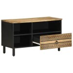 Vidaxl meuble tv noir 80x33, 5x46 cm bois massif manguier brut Vidaxl meuble tv noir 80x33, 5x46 cm bois massif manguier brut