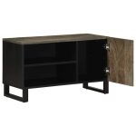 Vidaxl meuble tv noir 80x33x46 cm bois massif de manguier
