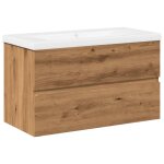 Vidaxl armoire lavabo avec bassin int�gr� ch�ne artisanal