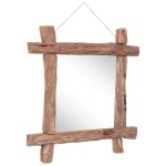 Vidaxl miroir � b�ches naturel 70x70 cm bois de teck recycl�