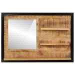 Vidaxl miroir avec tagres 80x8x55 cm verre et bois massif manguier