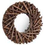 Vidaxl miroir mural 40 cm teck rond