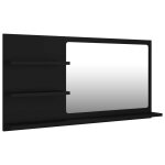 Vidaxl miroir de salle de bain noir 90x10, 5x45 cm bois d?ingnierie