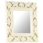 Vidaxl miroir sculpt� � la main blanc 50x50 cm bois de manguier massif