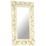 Vidaxl miroir sculpt  la main blanc 80x50 cm bois de manguier massif