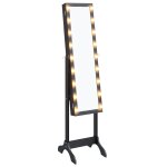 Vidaxl miroir sur pied blanc avec led noir 34x37x146 cm