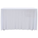Vidaxl nappes élastiques de table avec jupon 2 pcs 243x76x74cm blanc Vidaxl nappes élastiques de table avec jupon 2 pcs 243x76x74cm blanc