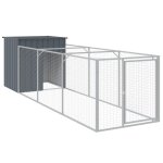 Vidaxl niche pour chien avec cour anthracite 110x405x110 cm