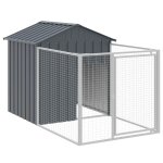 Vidaxl niche pour chien avec cour anthracite 117x201x123 cm
