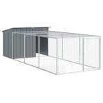 Vidaxl niche pour chien avec enclos anthracite 153 x 396 x 110 cm acier galvanis�