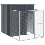 Vidaxl niche pour chien avec cour anthracite 165x251x181 cm