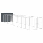 Vidaxl niche pour chien avec cour anthracite 214x1069x181 cm