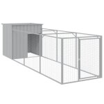 Vidaxl niche pour chien avec cour gris clair 110x405x110 cm