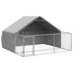 Vidaxl niche d'extrieur pour chien enclos 3x3x1, 9 m acier galvanis