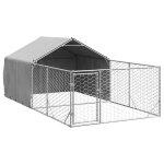 Vidaxl niche d'extrieur pour chien enclos 4x2x1, 5 m acier galvanis