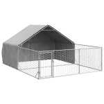 Vidaxl niche d'ext�rieur pour chien enclos 4x3x1, 9 m acier galvanis�