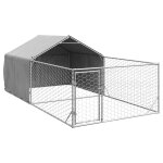 Vidaxl niche d'extrieur pour chien enclos 5x2x1, 5 m acier galvanis