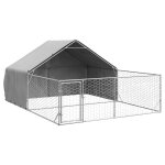 Vidaxl niche d'extrieur pour chien enclos 5x3x1, 9 m acier galvanis