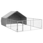 Vidaxl niche d'extrieur pour chien enclos 6x3x1, 9 m acier galvanis