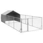 Vidaxl niche d'extrieur pour chien enclos 7x2x1, 5 m acier galvanis