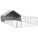 Vidaxl niche d'extrieur pour chien enclos 7x3x1, 9 m acier galvanis