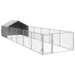 Vidaxl niche d'extrieur pour chien enclos 8x2x1, 5 m acier galvanis