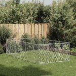 Vidaxl niche d'ext�rieur pour chien avec porte, 2 x 4 x 1 m, acier galvanis�