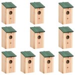 Vidaxl nichoirs 10 pcs bois de sapin massif 12x12x22 cm