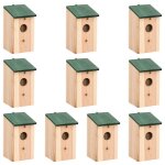 Vidaxl nichoirs 10 pcs bois de sapin massif 12x12x22 cm