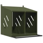 Vidaxl nichoir � poules avec 2 compartiments vert olive m�tal