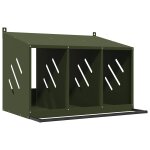 Vidaxl nichoir � poules avec 3 compartiments vert olive m�tal