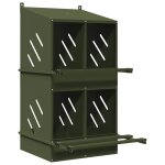 Vidaxl nichoir  poules avec 4 compartiments vert olive mtal
