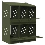 Vidaxl nichoir  poules avec 6 compartiments vert olive mtal