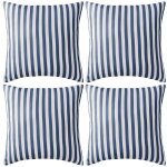 Vidaxl oreiller d'ext�rieur lot de 4 impression rayure 45 x 45 cm bleu