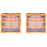 Vidaxl organisateurs multi - tiroirs avec 12 tiroirs 2 pcs 26, 5x16x26 cm