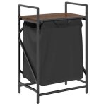 Vidaxl panier � linge 1 compartiment avec �tag�re en ch�ne brun